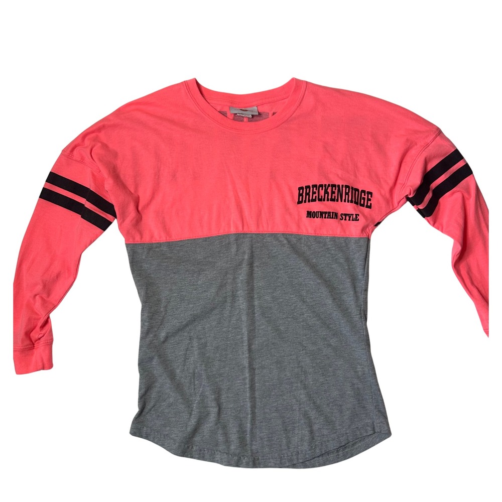 Breckenridge Moutain Style long Sleeve Spirit Jersey-Pink & Gray Colorblock